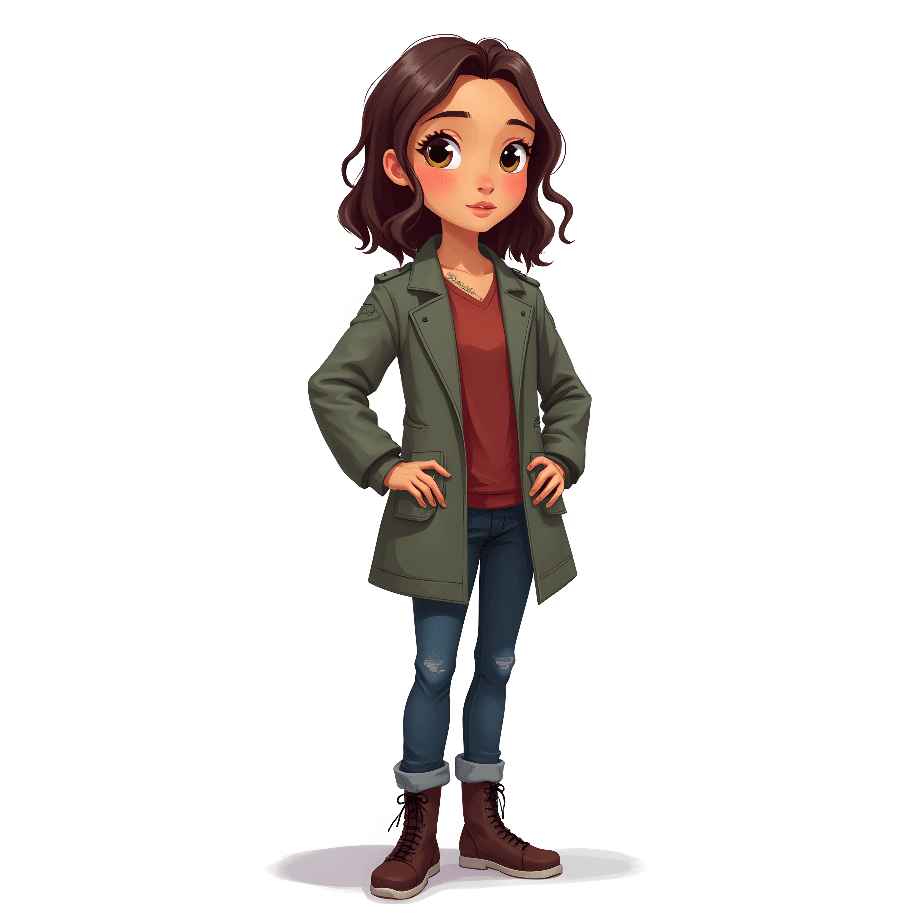 Professional book character illustration example - Aria Fenwick character design for children's books