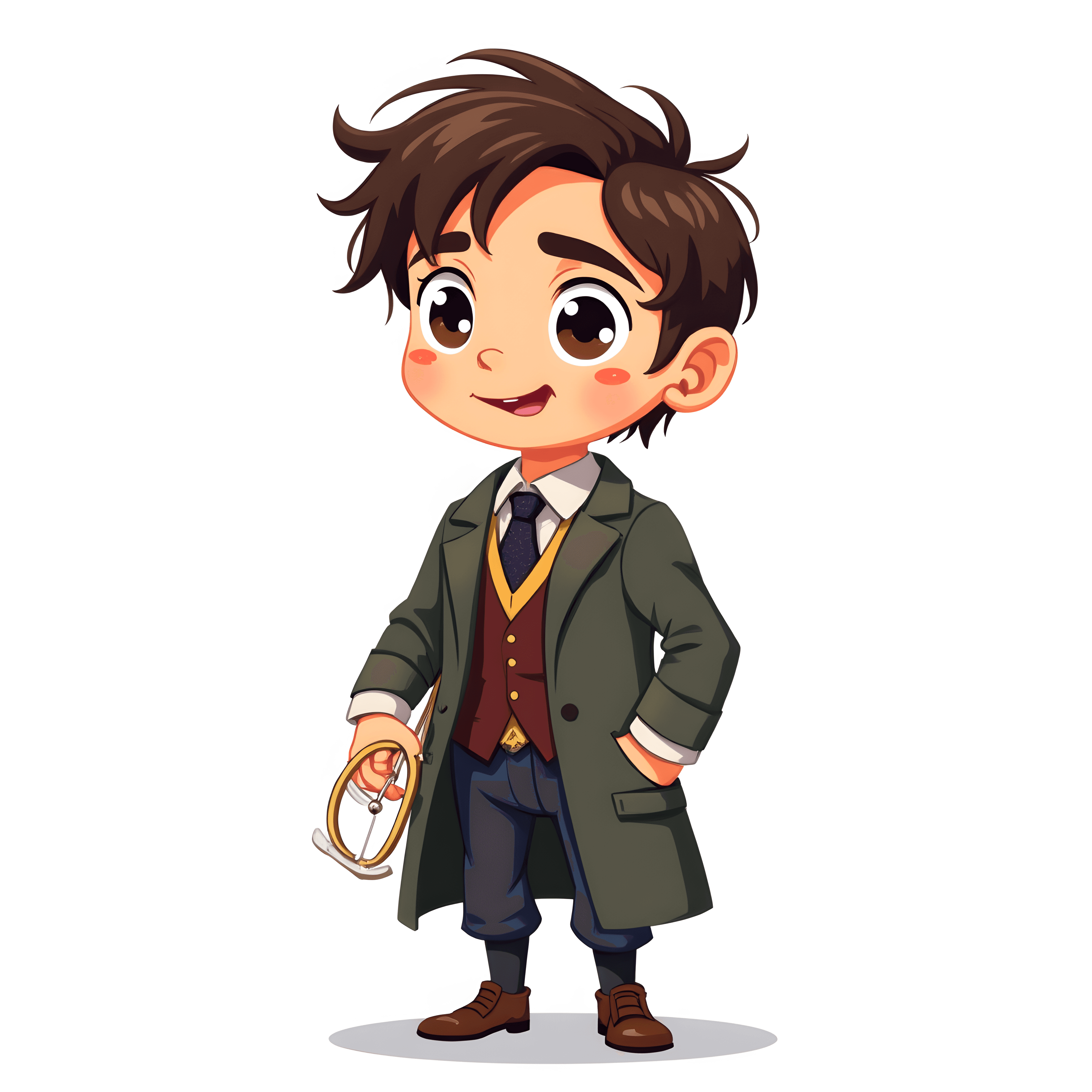 Professional character design example - Elias Thorn illustration for book publishing